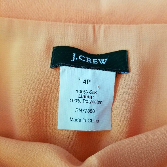 J CREW Sophia 100% Silk Tricotine Dress Size 4 Petite - Peach Orange - Picture 7 of 13